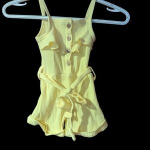 Yellow Ribbed Button-Up Romper